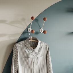 GoodHome Corne White & Natural Metal & Schima Wall-Mounted Hat & Coat Hook (H)185mm (D)107mm - thumbnail 5