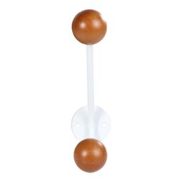 GoodHome Corne White & Natural Metal & Schima Wall-Mounted Hat & Coat Hook (H)185mm (D)107mm - thumbnail 2