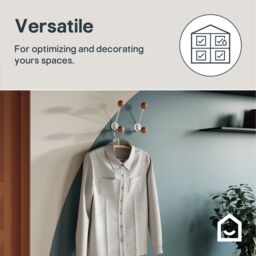 GoodHome Corne White & Natural Metal & Schima Wall-Mounted Hat & Coat Hook (H)185mm (D)107mm - thumbnail 7