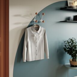 GoodHome Corne White & Natural Metal & Schima Wall-Mounted Hat & Coat Hook (H)185mm (D)107mm - thumbnail 4