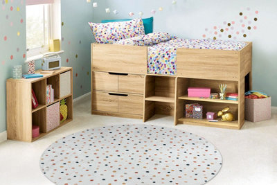 RugsX Bambino 47890 Round Washing Carpet Dots For Children Anti-Slip - White Brown Circle 160 Cm - image 1