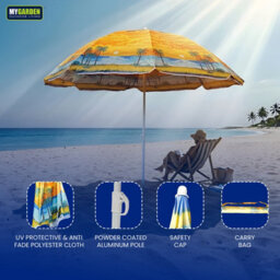 My Garden Outdoor Living Beach Umbrella Parasol With Uv Resistant Canopy Portable Lightweight Foldable Sun Shade Umbrella For Beach Easy To Fix Yellow - thumbnail 7