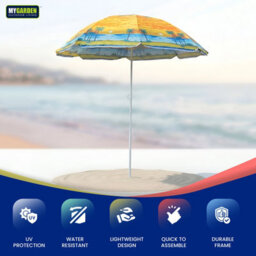 My Garden Outdoor Living Beach Umbrella Parasol With Uv Resistant Canopy Portable Lightweight Foldable Sun Shade Umbrella For Beach Easy To Fix Yellow - thumbnail 3
