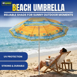 My Garden Outdoor Living Beach Umbrella Parasol With Uv Resistant Canopy Portable Lightweight Foldable Sun Shade Umbrella For Beach Easy To Fix Yellow - thumbnail 2