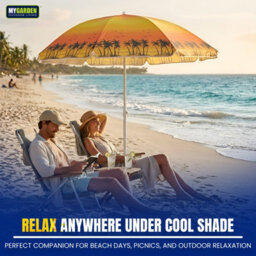 My Garden Outdoor Living Beach Umbrella Parasol With Uv Resistant Canopy Portable Lightweight Foldable Sun Shade Umbrella For Beach Easy To Fix Yellow - thumbnail 4
