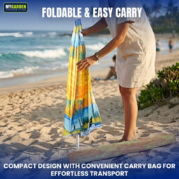 My Garden Outdoor Living Beach Umbrella Parasol With Uv Resistant Canopy Portable Lightweight Foldable Sun Shade Umbrella For Beach Easy To Fix Yellow - thumbnail 8
