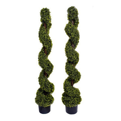 2 X Greenbrokers Artificial Spiral Boxwood Topiary Trees 5Ft/150Cm - image 1