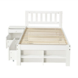 Abrihome White 3Ft Single Wooden Storage Bed 90X190Cm, 2 Under-Bed Drawers, Storage Compartments & Bedside Table - thumbnail 8