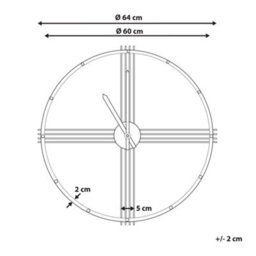 Beliani Wall Clock Ascona 64 Cm Metal Gold - thumbnail 3