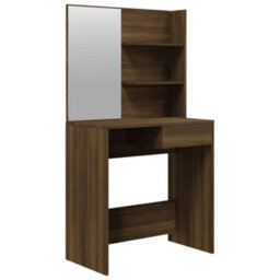 Berkfield Dressing Table With Mirror Brown Oak 74.5X40X141 Cm - thumbnail 2