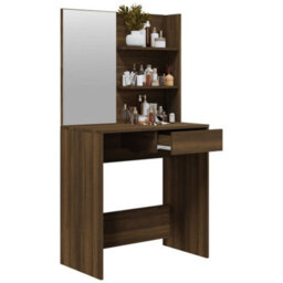 Berkfield Dressing Table With Mirror Brown Oak 74.5X40X141 Cm - thumbnail 5