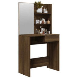 Berkfield Dressing Table With Mirror Brown Oak 74.5X40X141 Cm - thumbnail 4