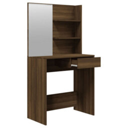Berkfield Dressing Table With Mirror Brown Oak 74.5X40X141 Cm - thumbnail 7