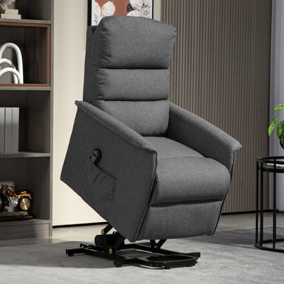Homcom Power Lift Recliner Electric Reclining Chair With Remote Dark Grey - image 1