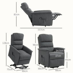 Homcom Power Lift Recliner Electric Reclining Chair With Remote Dark Grey - thumbnail 3