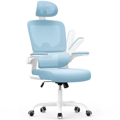 Onemill Computer Chair With Adjustable Lumbar Support And Headrest, Swivel Executive Mesh Office Chair For Home Office-Blue - image 1
