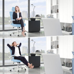 Onemill Computer Chair With Adjustable Lumbar Support And Headrest, Swivel Executive Mesh Office Chair For Home Office-Blue - thumbnail 6