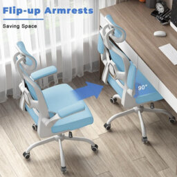 Onemill Computer Chair With Adjustable Lumbar Support And Headrest, Swivel Executive Mesh Office Chair For Home Office-Blue - thumbnail 7
