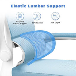 Onemill Computer Chair With Adjustable Lumbar Support And Headrest, Swivel Executive Mesh Office Chair For Home Office-Blue - thumbnail 3