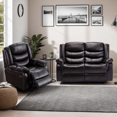 More4Homes Postana Manual Recliner Jumbo Cord 1+2 Seater Sofa Set (Brown) - image 1