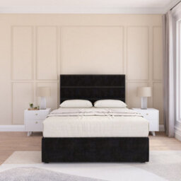 "Sloomy 4Ft Texas Divan Bed Base Black Plush ,2 Drawers & 54"" Floor Standing Headboard - Small Double" - thumbnail 2