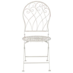 Wyld And Coco Verdant Home White Metal Bistro Chair - Foldable, Distressed Vintage Finish - thumbnail 1