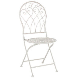 Wyld And Coco Verdant Home White Metal Bistro Chair - Foldable, Distressed Vintage Finish - thumbnail 5