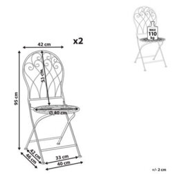 Wyld And Coco Verdant Home White Metal Bistro Chair - Foldable, Distressed Vintage Finish - thumbnail 4