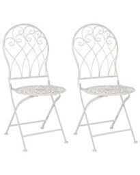 Wyld And Coco Verdant Home White Metal Bistro Chair - Foldable, Distressed Vintage Finish - thumbnail 3