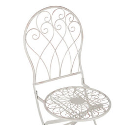 Wyld And Coco Verdant Home White Metal Bistro Chair - Foldable, Distressed Vintage Finish - thumbnail 8