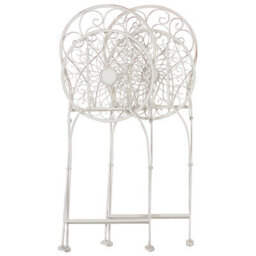 Wyld And Coco Verdant Home White Metal Bistro Chair - Foldable, Distressed Vintage Finish - thumbnail 7