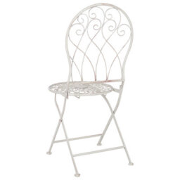 Wyld And Coco Verdant Home White Metal Bistro Chair - Foldable, Distressed Vintage Finish - thumbnail 6
