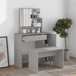 Berkfield Dressing Table With Mirror Concrete Grey 86.5X35X136 Cm - thumbnail 3