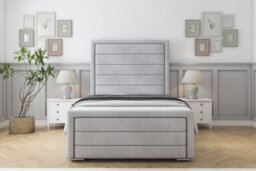 "Sloomy Ashford Silver Naples Bed Frame With 50"" Upholstered Headboard 6' Super King" - thumbnail 1
