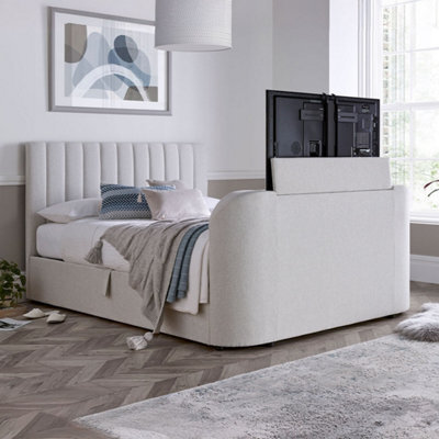 Nova Ottoman Media TV Bed in Natural Fabric - Single 3ft - image 1