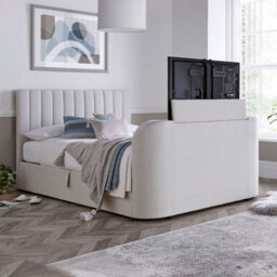 Nova Ottoman Media TV Bed in Natural Fabric - Single 3ft