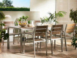 Beliani Garden Dining Table Vernio 180 Cm 90 Cm Metal Brown - thumbnail 2
