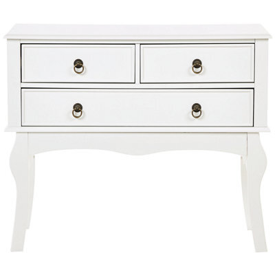 Wyld And Coco Luxehome White Mdf Console Table 91X35X75 Cm, 3 Drawers, Retro Design - image 1