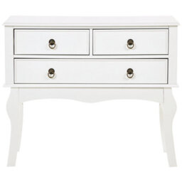 Wyld And Coco Luxehome White Mdf Console Table 91X35X75 Cm, 3 Drawers, Retro Design - thumbnail 1