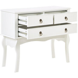Wyld And Coco Luxehome White Mdf Console Table 91X35X75 Cm, 3 Drawers, Retro Design - thumbnail 5