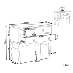 Wyld And Coco Luxehome White Mdf Console Table 91X35X75 Cm, 3 Drawers, Retro Design - thumbnail 4