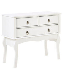 Wyld And Coco Luxehome White Mdf Console Table 91X35X75 Cm, 3 Drawers, Retro Design - thumbnail 3