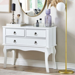 Wyld And Coco Luxehome White Mdf Console Table 91X35X75 Cm, 3 Drawers, Retro Design - thumbnail 2