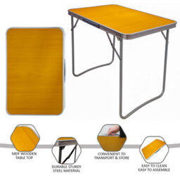 Crystals 2X Portable Mdf Wooden Top Folding Dining Table Garden Outdoor Picnic Camping - thumbnail 3
