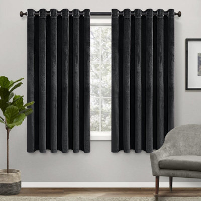 Ameha Black Curtains For Bedroom Insulated Thick Thermal Eyelet Ring Top Kitchen Blackout Curtain Pair With Tie Backs 46X54 - image 1