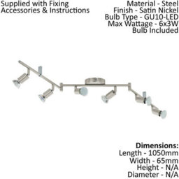 Modern Satin Nickel Multi Bulb Ceiling Spot Light With Matching Wall Lights - thumbnail 2