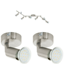 Modern Satin Nickel Multi Bulb Ceiling Spot Light With Matching Wall Lights