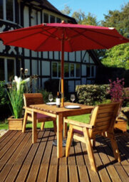 Charles Taylor 2 Seater Wooden Garden Bistro Dining Table & Chairs Red