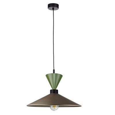 Luminosa Lighting Luminosa Amaris Dome Pendant Ceiling Light Brown, Black, Green 1X E27 - image 1