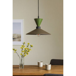 Luminosa Lighting Luminosa Amaris Dome Pendant Ceiling Light Brown, Black, Green 1X E27 - thumbnail 2